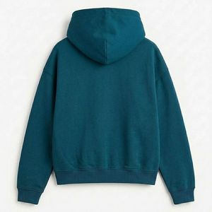 Sweat à capuche zippé pour homme, couleur Teal uni, entièrement zippé, style minimaliste et décontracté, avec poches avant, vêtements de détail personnalisés en gros - Product Image 5