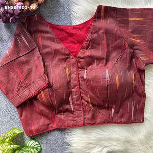 Blusa de algodón Ikkat de la mejor calidad con diseño estampado, lista para usar, con cuello en V y cierre frontal acolchado, colección del fabricante de Surat. - Product Image 6