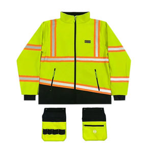 Veste de travail imperméable en polaire polyester classe 2 à prix abordable OEM avec poches porte-outils et bandes réfléchissantes pour la visibilité nocturne - Product Image 2
