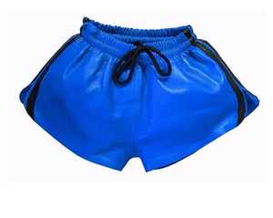 Shorts de Cuero Azul Rey para Mujer, Cintura Media Elástica, Casuales, Transpirables, de Secado Rápido, Corte Regular, Color Sólido, Tela de Poliéster - Product Image 1