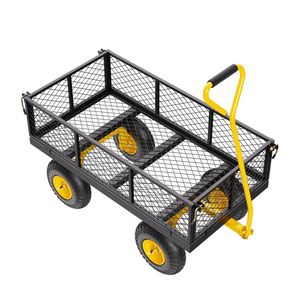 Carrello da Giardino in Acciaio Resistente da 400 kg, Carrello Utilitario da Esterno in Metallo con Ruote da 10 Pollici - Product Image 1