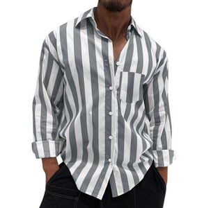 Camisa Casual de Hombre, Roja y Blanca, Lisa, de Un Solo Pecho, 100% Algodón Franela, Cuello Clásico, Manga Corta, Verano, Tallas Grandes, Transpirable - Product Image 4