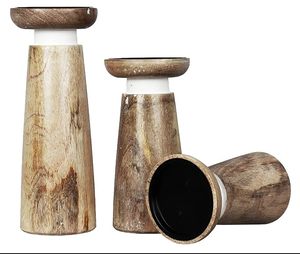 Wooden Eco-Friendly <b>Tall</b> Handmade Pillar Candle Holder Set Rustic Brown <b>Table</b> Centerpiece Home Decor Christmas - Product Image 4
