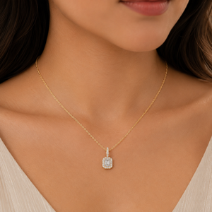 14K Yellow Gold Lab Grown <b>Emerald</b> Cut Diamond <b>Pendant</b> IGI Certificate Luxury Style Women's Wedding & Everyday Wear - Product Image 1