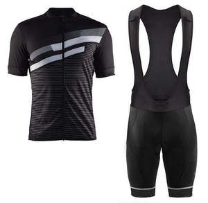 New Men's Black <b>Cycling</b> Jersey And <b>Shorts</b> Set With Reflective Stripes And <b>Padded</b> Bike <b>Shorts</b> <b>Short</b> Sleeve Zip Front Design - Product Image 1