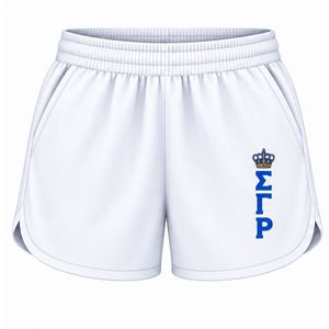 Shorts Deportivos Blancos para Mujer Sigma Gamma Rho, Shorts para Correr, Ropa Deportiva Personalizada de la Hermandad Griega, Ropa Deportiva Informal - Product Image 1