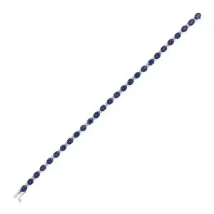 Blue Sapphire High Quality Birthstone Cubic Zirconia Chain 14K <b>Bracelet</b> Oval Stone <b>Gemstone</b> <b>Bracelets</b> - Product Image 2