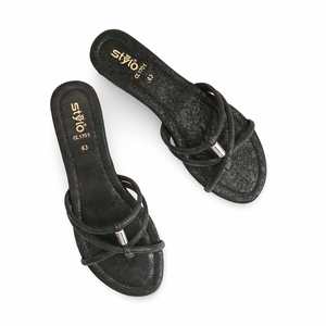 Sandales à talons décontractées pour femmes noires CL1701 - Product Image 1