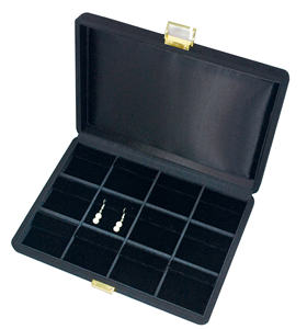 กล่องเก็บต่างหูผ้าไหมญี่ปุ่นทรงสี่เหลี่ยมขนาดใหญ่ พร้อมช่องแยก 12 ช่อง และผิวสัมผัสกำมะหยี่ 280x190x50 มม. - Product Image 2