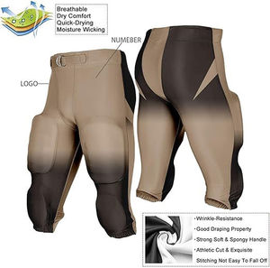 Men's American Football Pants With Padded Protection Gradient Color Moisture Wicking Breathable Elastic Waist <b>Athletic</b> Fit - Product Image 1