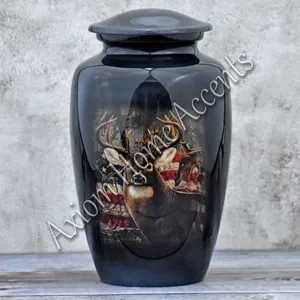 Urna Funeraria de Aluminio de Estilo Moderno de Axiom Home Accents con Elegantes Grabados Florales y Diseño Artesanal - Product Image 5