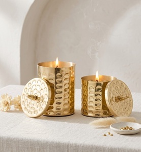 Wholesale Luxury Gold Metal Cupcake <b>Candle</b> Jars With Fluted Scalloped Edges Hand-Poured Soy Wax Scented Votives For Home Decor - Product Image 5