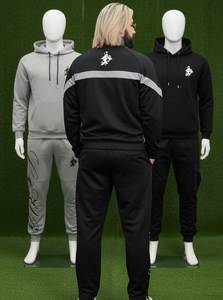 Cult Unisex Zip-Up Track Suit Black Gray Full-Printed Casual Hooded Sweatshirt Pants <b>Set</b> Regular Fit Autumn Wear 100% Cotton - Product Image 6