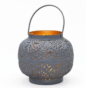 Style moderne Premium Cadeau de Noël Gravure sur métal Découpe Gris Lanterne suspendue T-Light Votive Marocaine T-Light Votive - Product Image 2