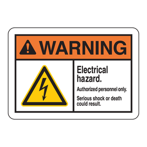 Panneau d'avertissement de danger électrique pour personnel autorisé Brady, 7 x 10 pouces, PVC/aluminium, pour salles électriques - Product Image 2