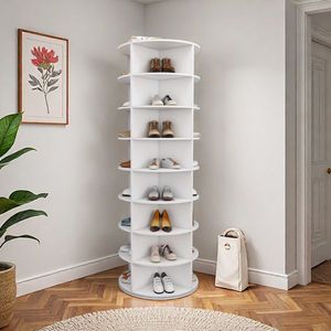 8-Tier Free Standing Rotating Shoe Rack Tower 360 Degrees Revolving Storage Organizer with 32 Pairs Holding Capacity - Product Image 5