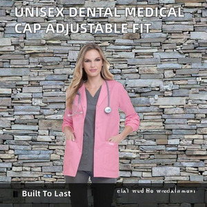 Women Pink Lab Coat Cotton Polyester Woven Hospital Uniform With Stethoscope Pocket - Product Image 4