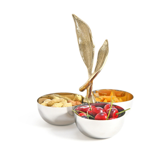 Ensemble de 3 bols de service en métal au design industriel en forme de feuille pour la maison, les hôtels, les fêtes, les fruits secs, les dattes, les noix, centre de table - Product Image 4