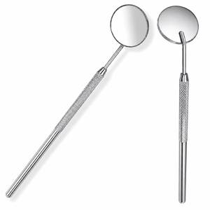 Miroir buccal dentaire en acier inoxydable, outil d'examen avec poignée texturée et surface réfléchissante ronde - Product Image 6