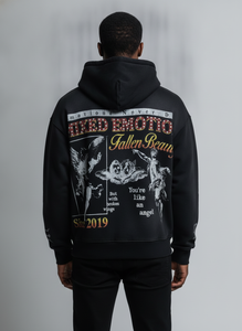 Sudadera con capucha y cremallera estampada Mixed Emotion para hombre, estilo oversize, streetwear, de algodón tejido, diseño Ángel Negro, desde 2019 - Product Image 3