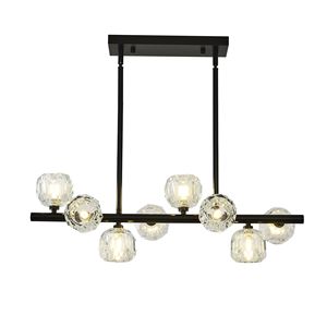 Lampadario Moderno a 8 Luci in Cristallo da 75 cm, Lampade a Sospensione Nere per Sala da Pranzo, Isola Cucina, Camera da Letto, Soggiorno, Tavolo in Ferro - Product Image 1