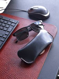 Custom Genuine Leather Glasses Cover Soft Cowhide Pouch Luxury Slim Handmade Reading Spectacles <b>Case</b> Holder LGC-0083 - Product Image 4
