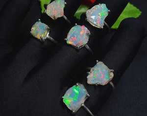 Exclusive Bezel Set Ethiopian Fire <b>Opal</b> Raw <b>Ring</b> 925 Silver Fire <b>Opal</b> Rough <b>Ring</b> Jewelry Uncut Gemstone <b>Ring</b> October Birthstone - Product Image 2