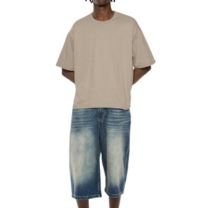 T-shirt Homme Coupe Boxy 100% Coton Col Rond Oversize Épaules Tombantes Motif Imprimé Haute Qualité Streetwear Grammage Lourd Uni Vierge - Product Image 1