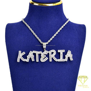 Elegant Lab grown Diamond KATERIA Script <b>Name</b> Pendant With Sparkling <b>Letter</b> Details And Luxury Statement Necklace - Product Image 4