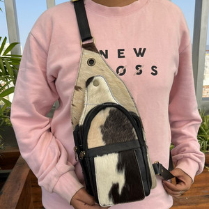 Bolsos cruzados de piel de vaca de nueva moda para hombres y mujeres, riñoneras con tirantes, monederos, bolso de cinturón, bolso cruzado de hombro en el pecho de cuero genuino - Product Image 4