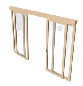 设计实木室内门，用于客厅卧室，带透明玻璃的主入口滑动门