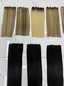 Cheveux humains naturels de haute qualité T0817, vierges vietnamiens, 24 pouces, lisses comme des baguettes, blonds méchés, noir naturel, double trame machine - Product Image 4