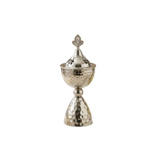 Brûleur d'encens en métal fait main avec finition martelée, diffuseur aromatique, utilisation toute saison, parfum d'intérieur, porte-encens - Product Image 6