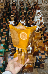 FAIZA CRAFT FC-7316 Brûleur d'encens Bakhoor artisanal en bois de pin et résine époxy, design moderne de luxe, Oud arabe Madhkan de haute qualité - Product Image 5