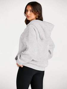 Light Gray Hooded Pullover Sweatshirt Solid Color Regular Sleeve French Terry Material Autumn Wear Men's Casual Style - Product Image 2