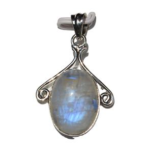 Pendentif unisexe Rudra Gems 2024 en argent sterling 925 avec cabochon en pierre de lune, forme ovale, pierres de guérison naturelles, style bohème - Product Image 2