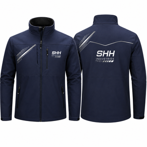 Veste softshell pour homme personnalisée, imperméable, coupe-vent, respirante, à capuche, fermeture éclair intégrale, col montant, impression réfléchissante, logo OEM - Product Image 3