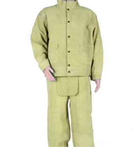 Combinaison de soudage en cuir pour hommes, résistante à la chaleur, avec ajustement réglable et caractéristiques de sécurité renforcées - Product Image 5