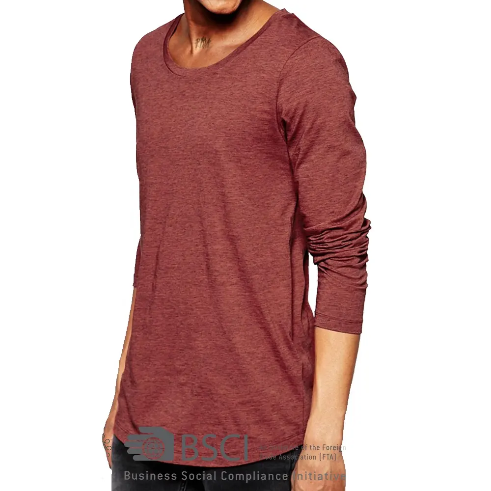 Camiseta masculina de manga longa, confortável, com gola redonda, camisa macia, 100 algodão,