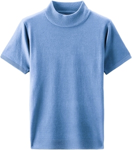 Pull à col roulé pour homme, tricoté, manches courtes, coton respirant de haute qualité, vêtements décontractés pour homme - Product Image 3
