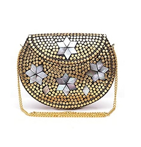 New Product Colorful Metal Hand <b>Clutch</b> Customize Size With <b>Green</b> Stone Mosaic <b>Clutch</b> <b>Bag</b> Bohemian Floral Inlay - Product Image 3