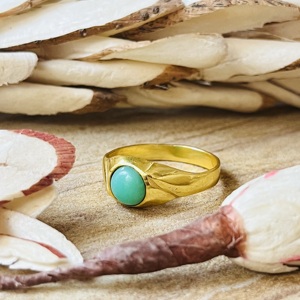 Modern Style Blue Chalcedony <b>Rings</b> Minimalist Brass <b>Ring</b> Women 18k Gold Plated Signet Style <b>Dainty</b> <b>Ring</b> For Wholesale/OEM/ODM - Product Image 3