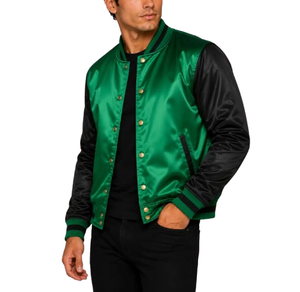 High Quality Custom Satin Bomber <b>Jacket</b> Polyester Winter <b>Men</b> College Baseball Satin Varsity <b>Jacket</b> For <b>Men</b> - Product Image 4