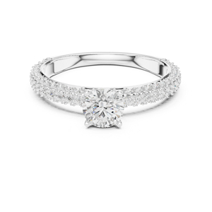 แหวนหมั้นเพชรทรงกลมทองคำโรสโกลด์ 14K สำหรับผู้หญิง |   เพชรที่เพิ่งเพาะเลี้ยง - Product Image 2