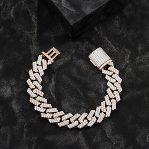 สร้อยข้อมือเพชรทรงกลมเจียระไนแบบบริลเลียนท์ ชุบทอง 14K สำหรับทุกเพศ สไตล์ฮิปฮอป ดีไซน์หรู สี D น้ำหนักมาก ได้รับการรับรองจาก GIA - Product Image 1