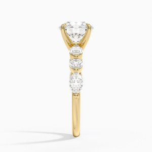 Bague de fiançailles solitaire à quatre griffes avec cluster de diamants multi-rangs - Product Image 3