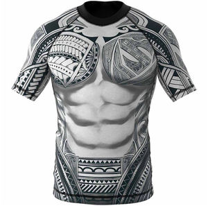 Camiseta de Sublimación Personalizada al por Mayor, Diseña Tu Propia Camiseta de Compresión para MMA y BJJ, Transpirable, de Spandex/Poliéster, Manga Corta, OEM - Product Image 1