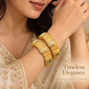 กำไลข้อมือดีไซน์เนอร์รุ่น JS-BS03 จาก Jewel Space สีทอง ประดับลายดอกไม้ฉลุละเอียด ลวดลายแบบดั้งเดิม โดดเด่นสะดุดตา - Product Image 2