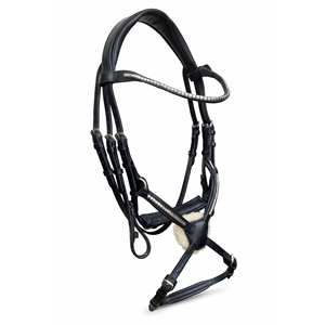 TAK Equestrian - Brida para Caballo con Cristales, Cabezada Acolchada, Narizera con Cristales, Cuero Premium, Modelo Vt-1194 - Product Image 1