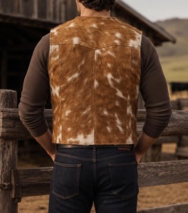 Gilet en cuir véritable pour hommes et garçons, style décontracté, imperméable, respirant, coupe-vent, vêtements d'extérieur d'hiver, boutons métalliques, fermeture éclair sur le devant - Product Image 3